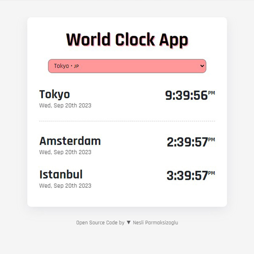 A screenshot of the World Clock